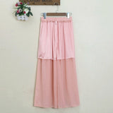 Chiffon Pants Wide Leg Elastic Waist  Long Pants