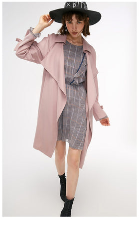 Simple Loose Tie Trench Coat