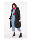 Hooded Pompon Overknee Down Jacket