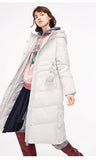 Hooded Pompon Overknee Down Jacket