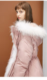 Detachable Fur Collar Drawstring Down Jacket