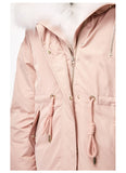 Detachable Fur Collar Drawstring Down Jacket