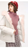 Detachable Fur Collar Drawstring Down Jacket